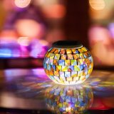 New Design Solar Powered Mosaic Glass Ball Garden LED Light
