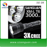 High Power 3000lm Rechargeable Aluminum Waterproof LED Flashlight