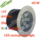 9W High Power LED, LED Underground Light, Stainless Steel LED Ground Light
