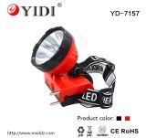 1W Rechargeable Plastic LED Headlamp for Miner Lighting