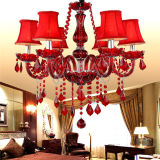 Red Candle Glass Crystal Chandelier for Decorative