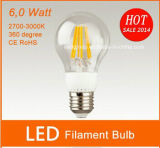 E27 A60 6W 660lm LED Filament Bulb CRI 80