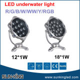 12W/18W LED IP68 Underwater Lamp, Green/Red/Blue/RGB LED Waterproof Underwater Light Fixture