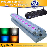 Battery Powered Wireless Bar 9PCS 18W RGBWA+UV 6in1 LED Wall Washer Light