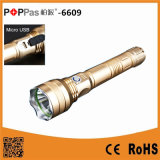 Poppas-6609 500lumen CREE Xm-L T6 Aluminium Tactical LED Flashlight with USB Charger