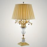 Solid Brass Rose Table Lamp with Cut Crystal Vase