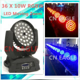 36*10W RGBW 4-in-1 LED Zoom Moving Head Wash Light