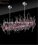 Deep Pink Blown Glass Chandelier for Decoration