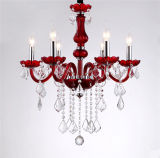 Red Drop 6 Lights Candle Chandelier Crystal