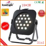 Battery Flat LED PAR Light 18*3W DJ Lighting 3in1 (ICON-A034-18*3W)