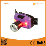 2015 Newest Design Poppas T16D Powerful XPE LED+ 2red SMD Telescopic LED Headlamp AAA Battery