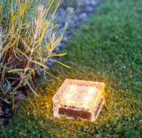 Yellow Outdoor LED Solar Ice Rock Crystal Glass Landscape Path Lights