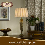 Brozen Carving Polyresin Table Lamp with Pleated Shade