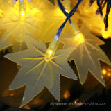 25 Yellow LED Maple Leaves Solar Energy Strings Lights