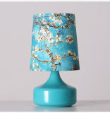 Blue Color Glass Table Lamp with Fabric Lighting