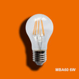 Mba60 6W LED Filament Bulb with CE RoHS ERP SAA Certifications