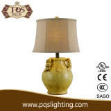 Yellow Earthen Jar Ceramic Table Lamp with Lamp Shades (P0075TA)