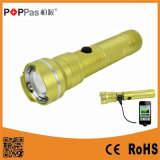 Poppas-6612 Portable Xm-L T6 USB Power Bank Rechargeable LED Flashlight