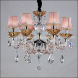 Beautiful Dining Room Crystal Chandelier Lamp in Pink Shades