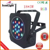 Factory Wholesale PAR LED Spotlight 18*3W RGB Battery Light (ICON-A030E)