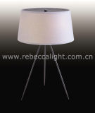 Tripod Silver Fabric Table Lamp for Indoor Lighting