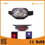 T03 1red LED + 2 LED Plastic Headlamp Traillight Camping Light Head Torch 3*AAA Battery Support Light