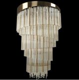 Crystal Chrome Chandelier Pendant Light with Crystal Beaded Drum Shade
