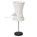 2013 White Helix PE Shade Standing Table Desk Lamps with Black Wood Base (C500756)