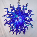 Hand Blown Pure Blue Murano Glass Crystal Light Chandelier