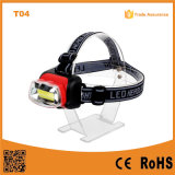 T04 The Best Factory Cheap COB LED Headlamp AA Plastic Camping Outdoor Waterproof LED Headlight