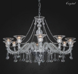 Graceful Glass Pendant Lamp with Crystal Drop (90015-12)
