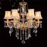 Rope Chandelier Antique Gold Crystal Chandelier with Fabric Shade