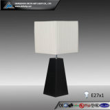 Square Shade Table Lamp with Triangle Wooden Base (C500772)