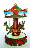 Polyresin Reindeer Merry-Go-Arround W/LED Light and Music Box