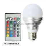 LED Light RGB LED Spotlight Bulb With Controller for Indoor/Home/Decoration Lighting (E27-G-3W)