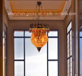 Hotel Mosaic Tempered Glass Cast Iron Crystal Chandelier