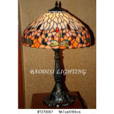 Antique Tiffany Style Pendant Lamp with Handcrafted Tiffany Glass