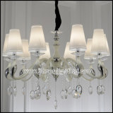 Aluminium Alloy Crystal Chandelier with White Glass Shade Finished (S818-10)