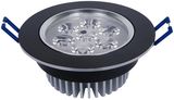 7W High Power Spraying Black Warm White LED Ceiling Light