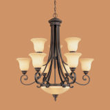 Hot Sale Iron Chandelier Light with Glass Shade (1211RBZ)