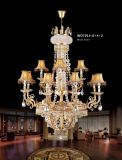 Classical Brass Crystal Pendant Lamp with Shade for Hotel