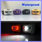 Waterproof 400 Lumens 3W LED Color Mini Red White Sos Cap Lamp Headlight Headlamp Head Lamp (1118b)