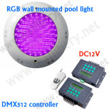 Wireless DMX LED Light, 18W DMX RGB LED Underwater Light IP68 Swimming Pool Lighting