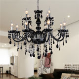 Elegant Black 8+4 Candle Crystal Chandelier for Living Room