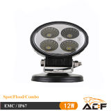 12W Round Flood Beam IP67 LED Work Light for Offroad