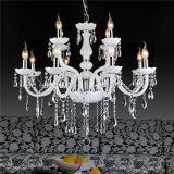 White 8+4 Lights Candle Crystal Chandelier Contemporary