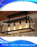 Glass Box Retro Iron Chandelier with Square Lamp Shade