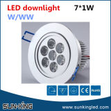Home/Office/Hotal/Bedroom 7watts LED Ceiling Spotlight 220V, 7W Recessed LED Round Down Light