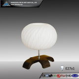 Round Shade Table Lamp with Design Wooden Base (C500781)