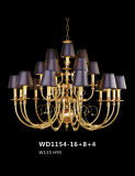 Graceful Decorative Brass Chandelier with Lampshade for Hotel